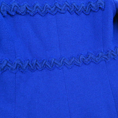 Chanel 2007 Collarless Single Breasted Jacket Blue #36