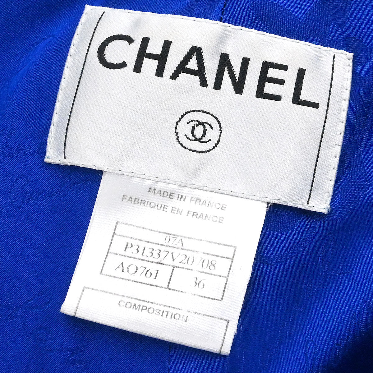 Chanel 2007 Collarless Single Breasted Jacket Blue #36