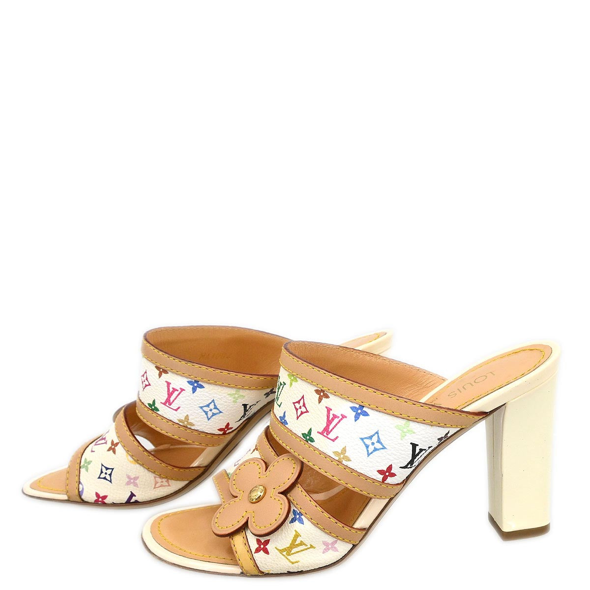 Louis Vuitton * Monogram Multicolor White Sandals Shoes #35