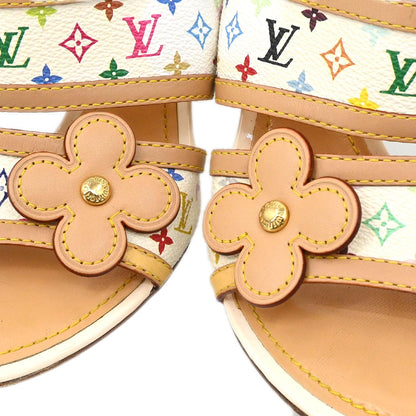 Louis Vuitton * Monogram Multicolor White Sandals Shoes #35