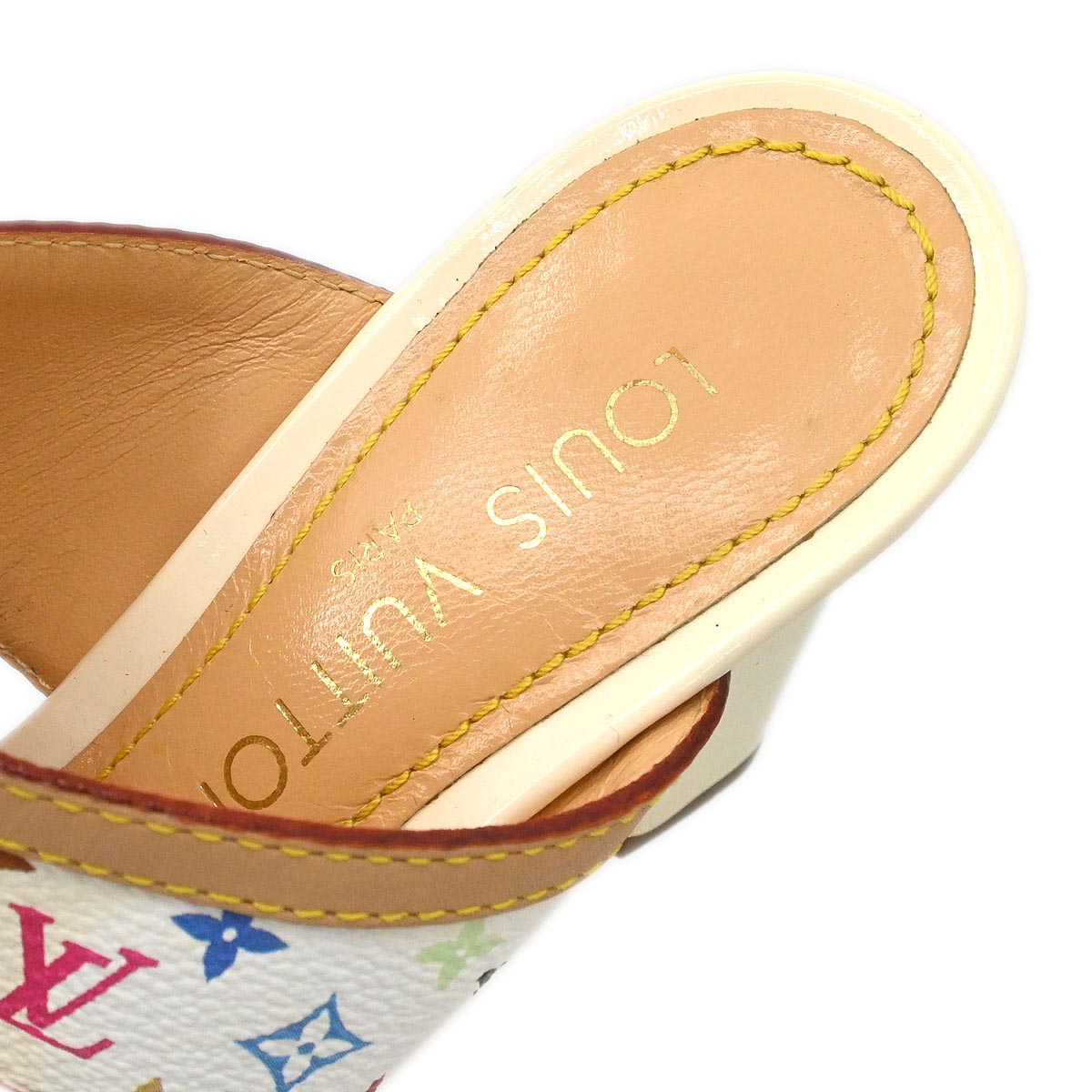 Louis Vuitton * Monogram Multicolor White Sandals Shoes #35