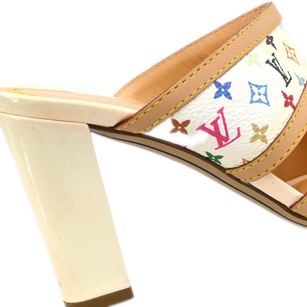 Louis Vuitton * Monogram Multicolor White Sandals Shoes #35