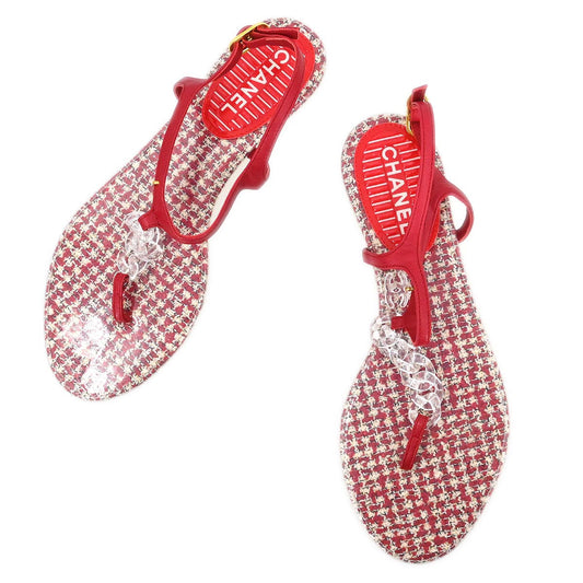 Chanel * Red Sandals Shoes #37