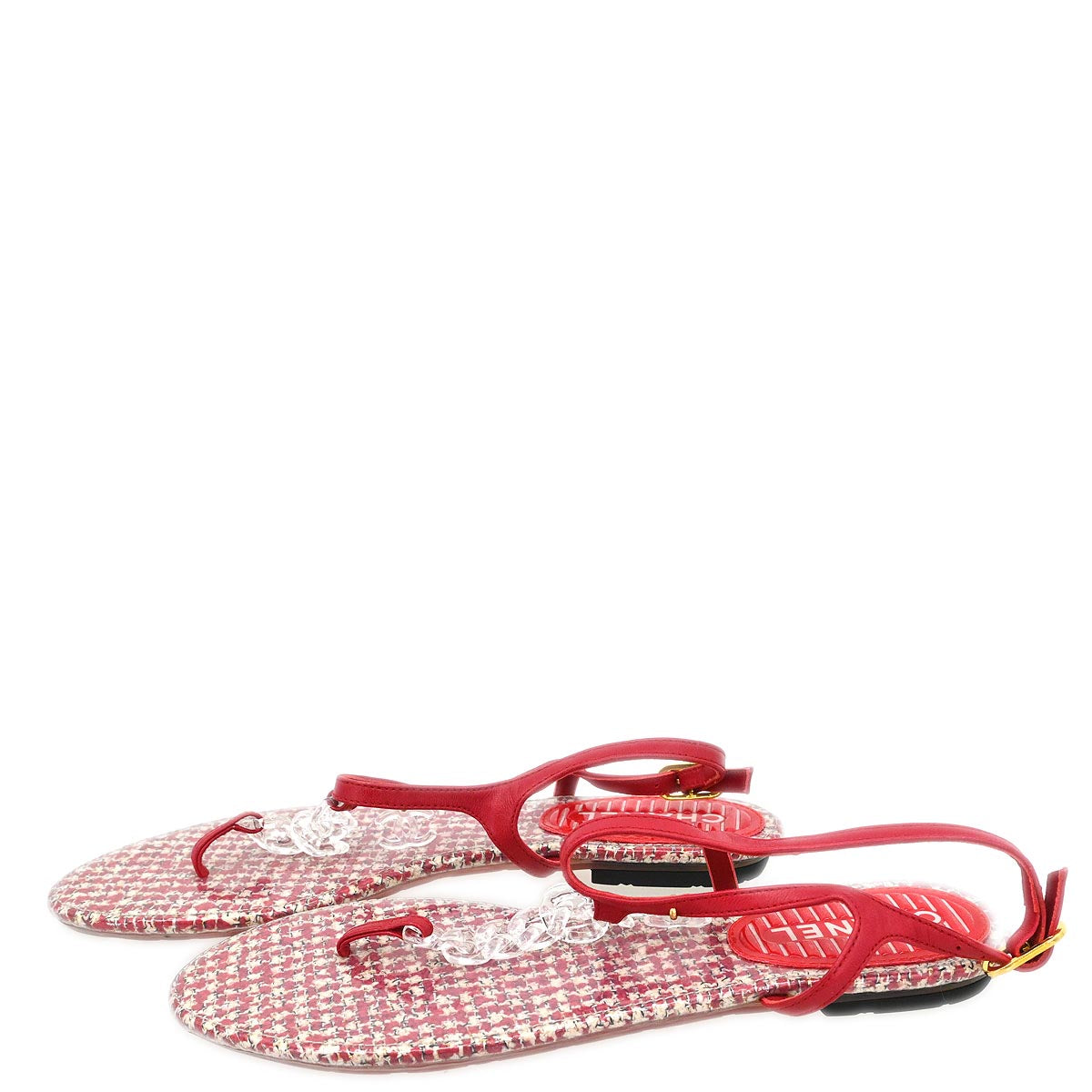 Chanel * Red Sandals Shoes #37