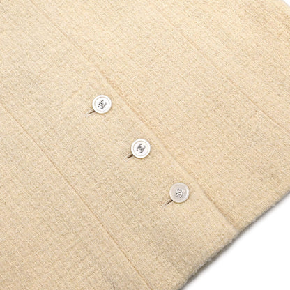 Chanel 1998 Setup Suit Jacket Skirt Tweed White #38