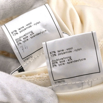 Chanel 1998 Setup Suit Jacket Skirt Tweed White #38