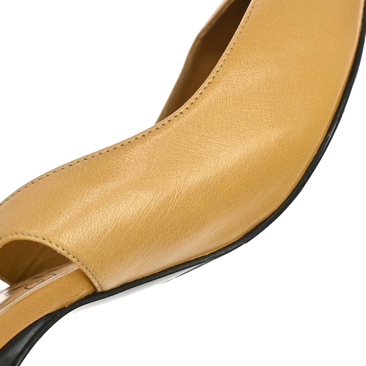 Chanel * Beige Black Leather Pumps Shoes #37