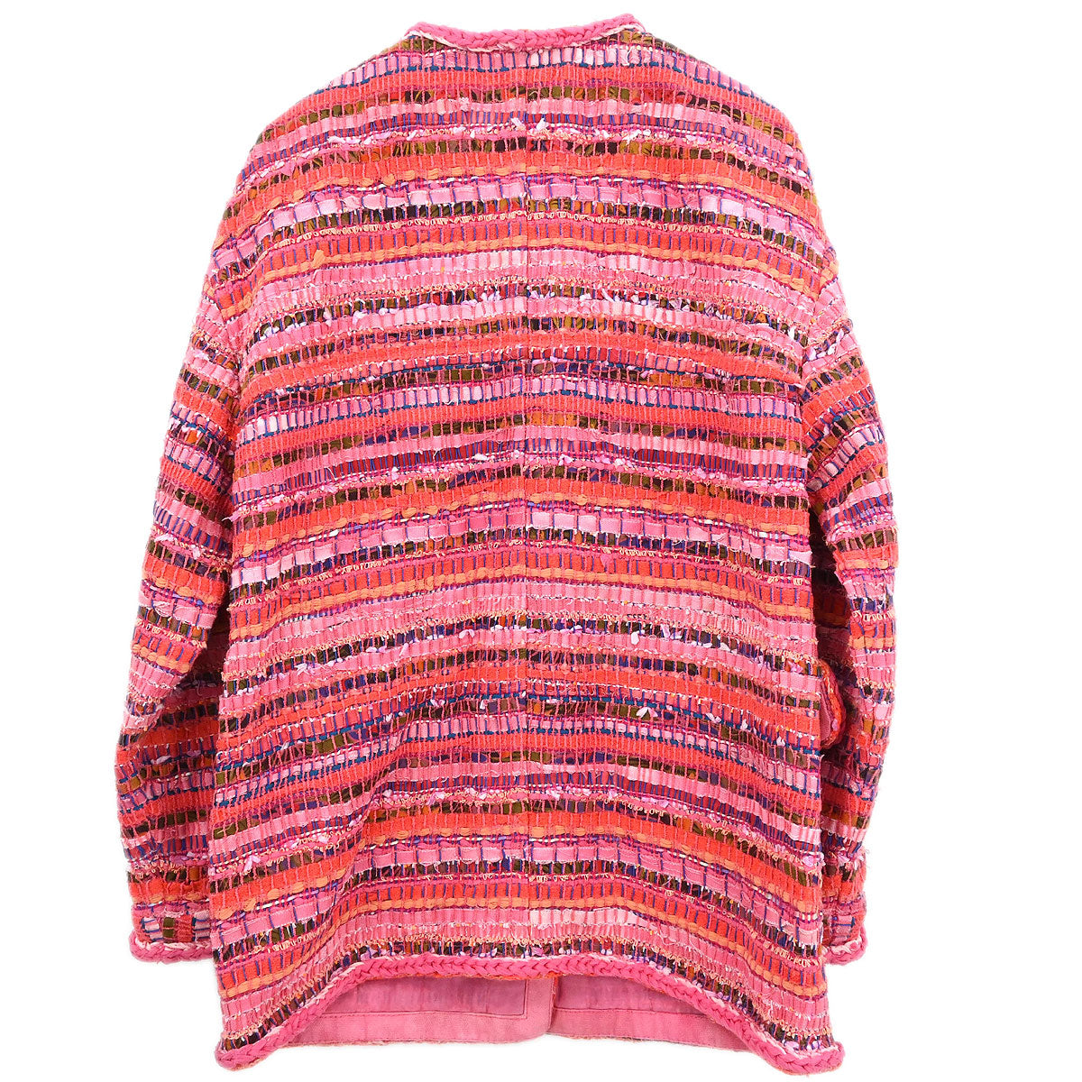 Chanel Single Breasted Collarless Jacket Pink