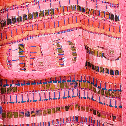 Chanel Single Breasted Collarless Jacket Pink