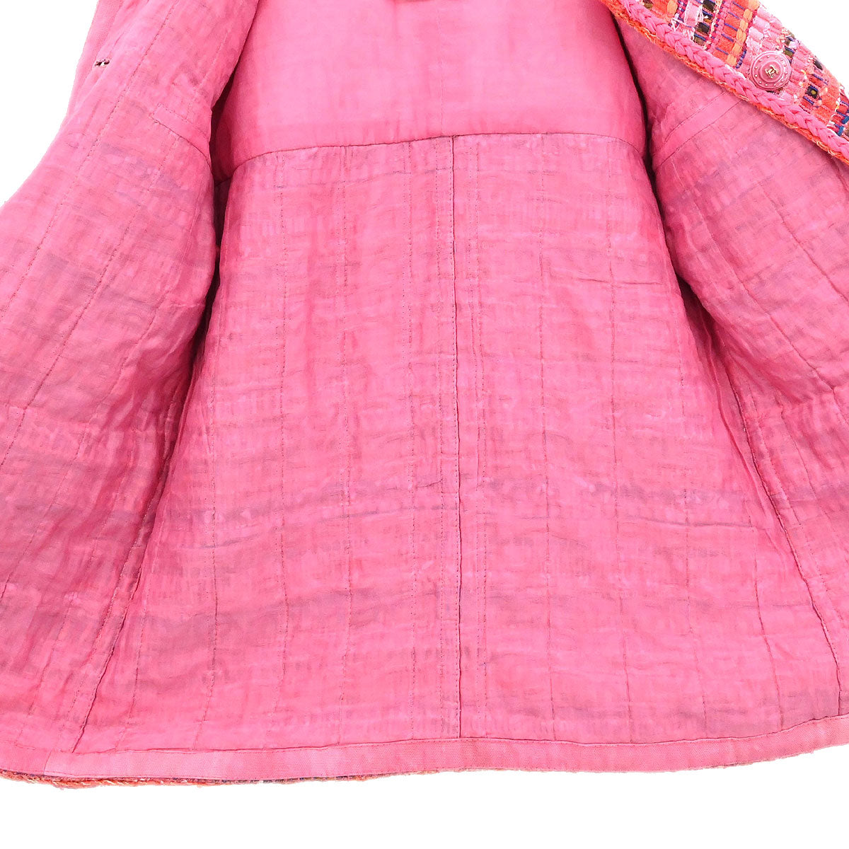 Chanel Single Breasted Collarless Jacket Pink