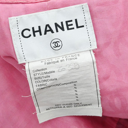 Chanel Single Breasted Collarless Jacket Pink