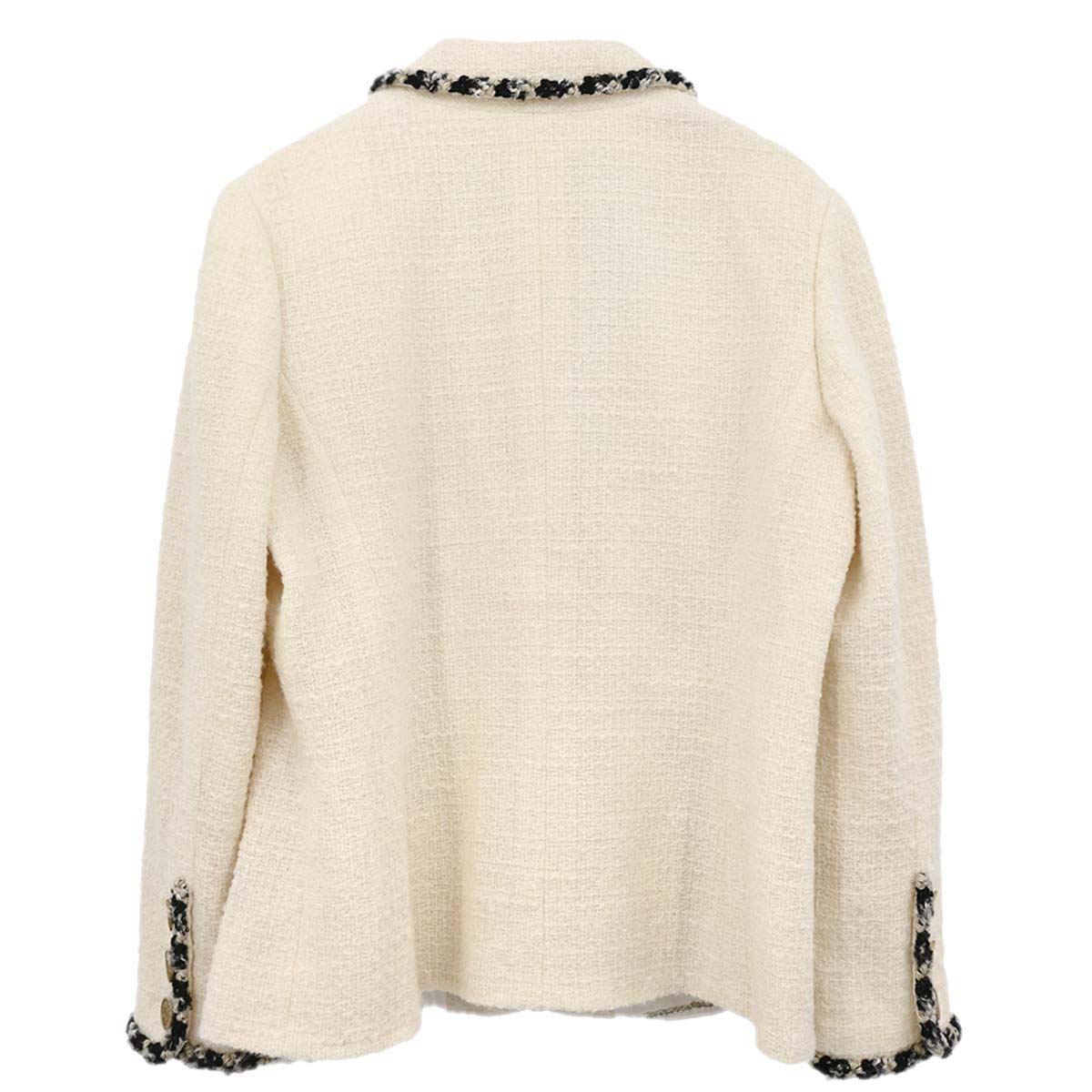 Chanel 2006 Single Breasted Tweed Jacket Ivory #42
