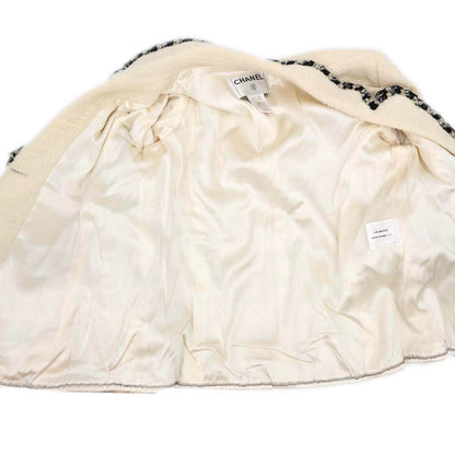 Chanel 2006 Single Breasted Tweed Jacket Ivory #42