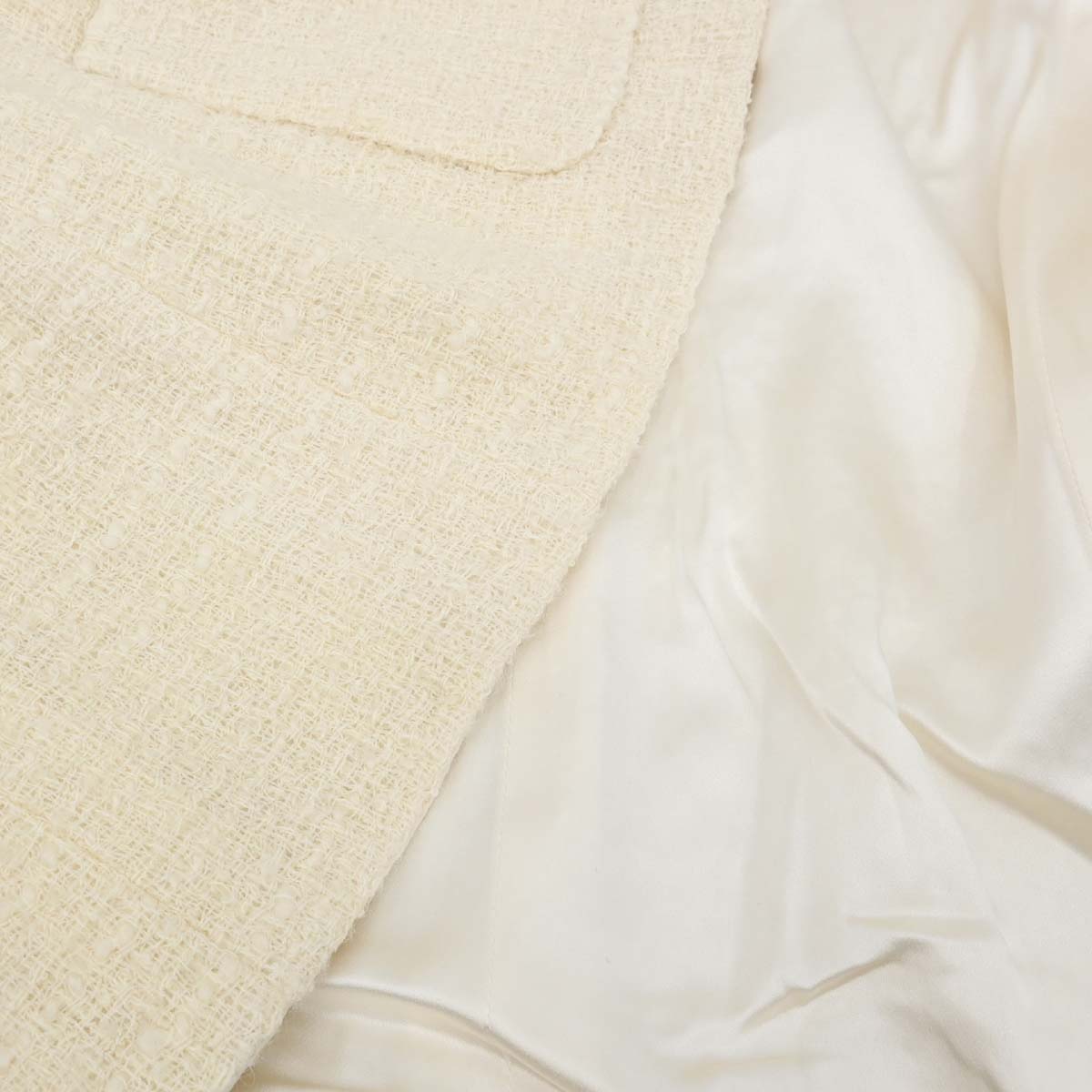 Chanel 2006 Single Breasted Tweed Jacket Ivory #42