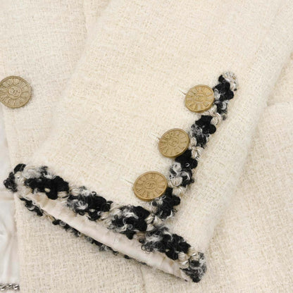 Chanel 2006 Single Breasted Tweed Jacket Ivory #42
