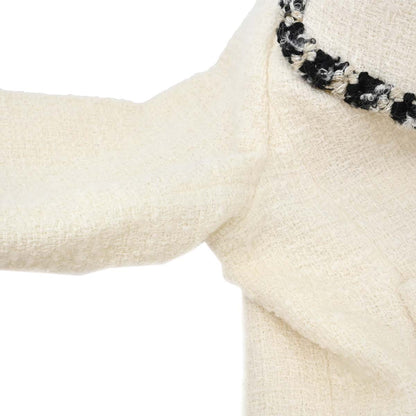 Chanel 2006 Single Breasted Tweed Jacket Ivory #42