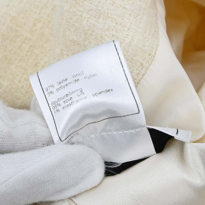 Chanel 2006 Single Breasted Tweed Jacket Ivory #42