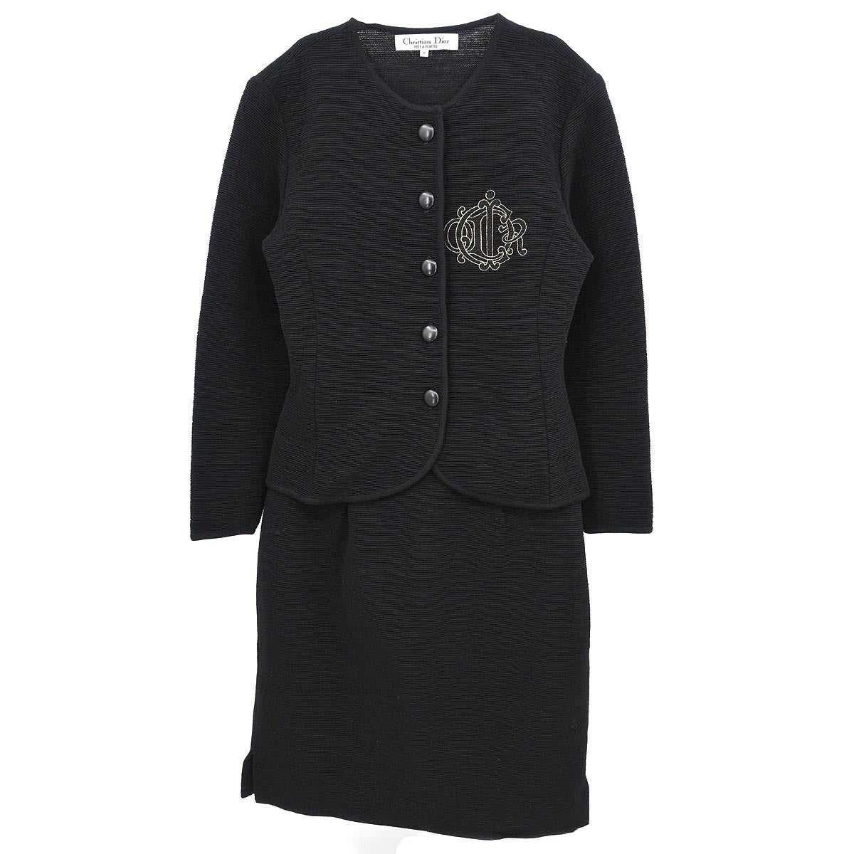Christian Dior Setup Suit Cardigan Skirt Black #M