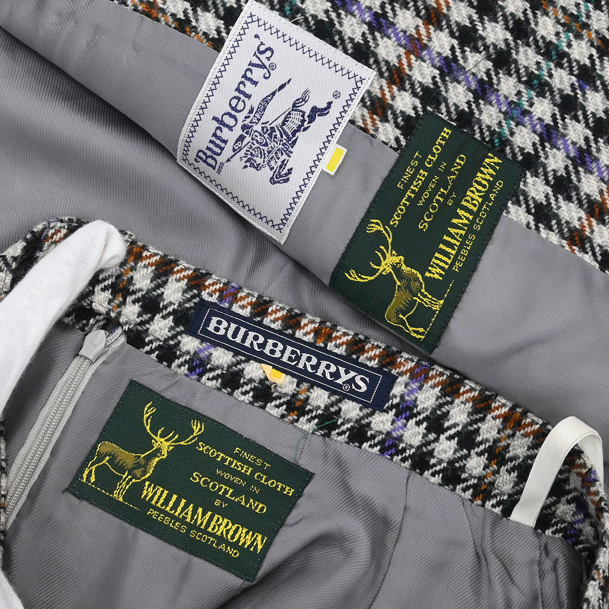 Burberrys Setup Suit Jacket Skirt Gray #34–36