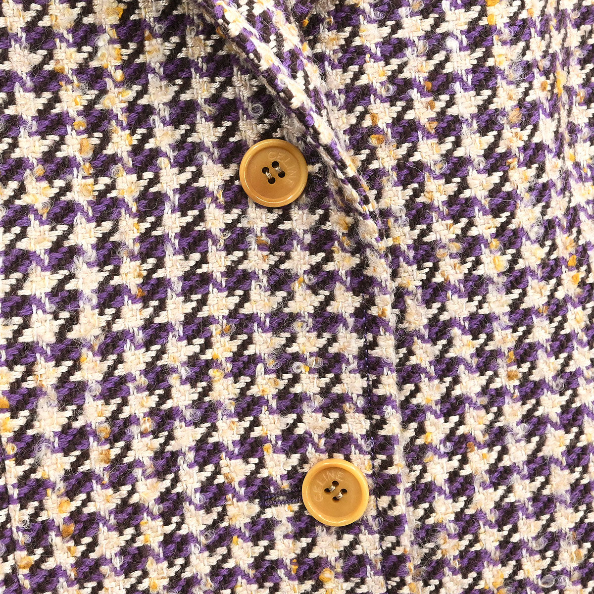 Celine Single Breasted Houndstooth Jacket Brown #38