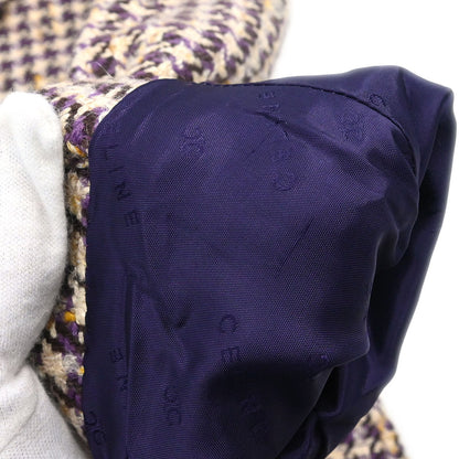 Celine Single Breasted Houndstooth Jacket Brown #38