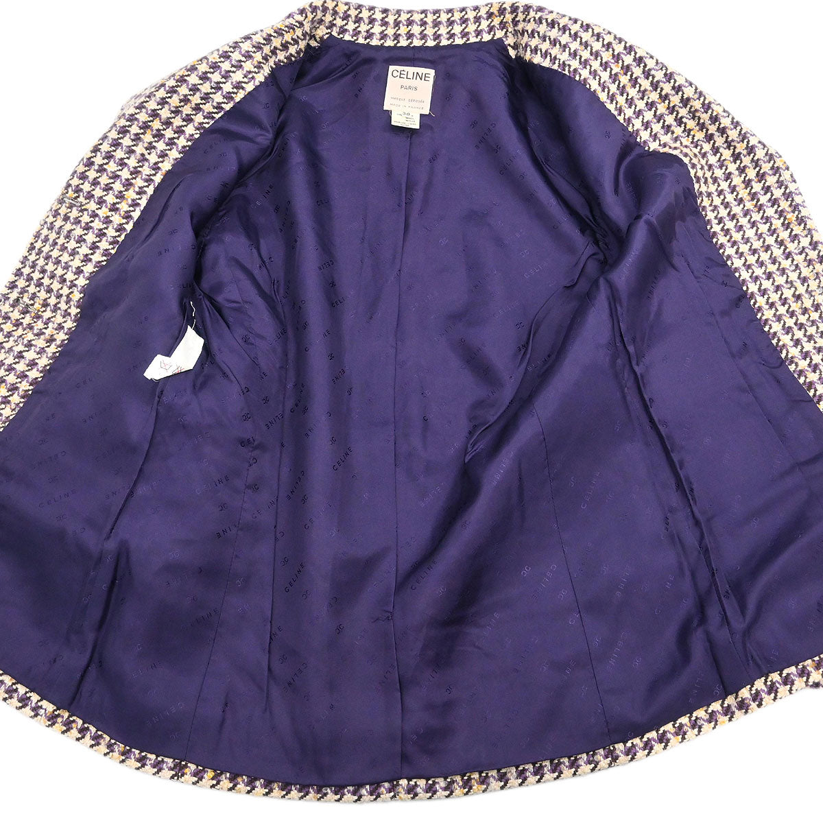 Celine Single Breasted Houndstooth Jacket Brown #38