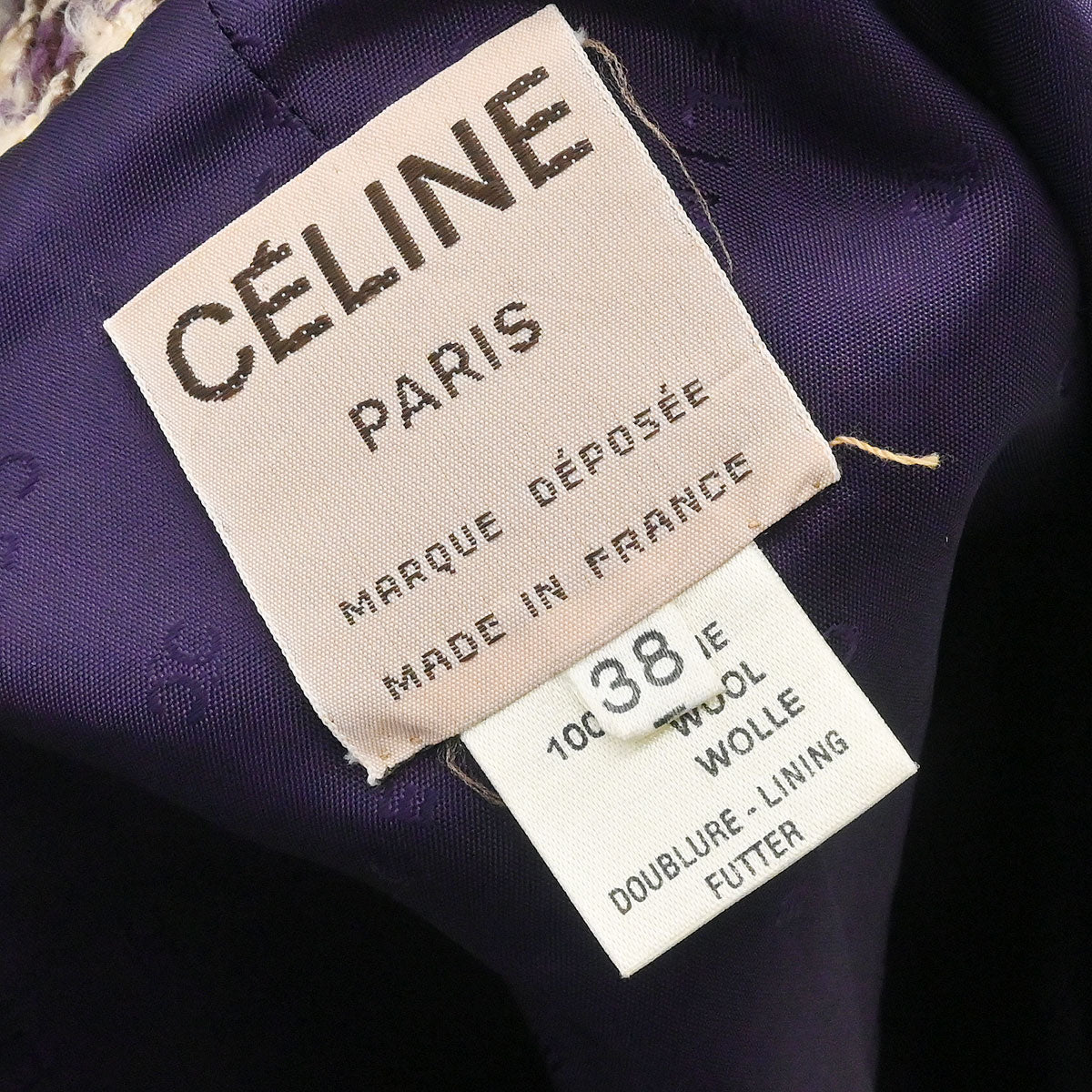 Celine Single Breasted Houndstooth Jacket Brown #38