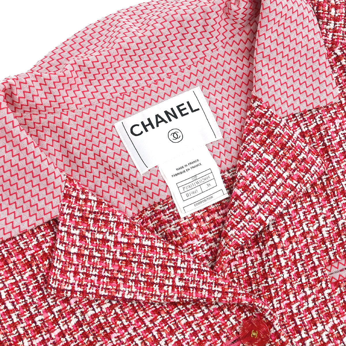 Chanel 2002 Single Breasted Tweed Jacket Pink #38