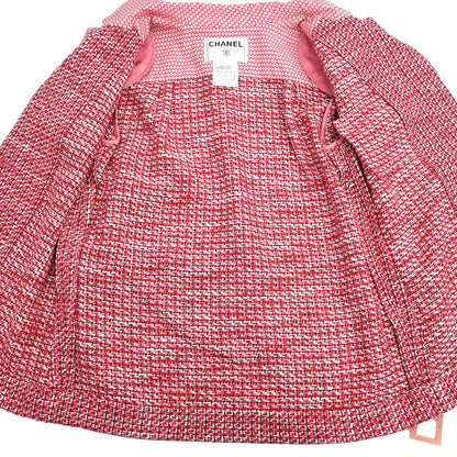 Chanel 2002 Single Breasted Tweed Jacket Pink #38
