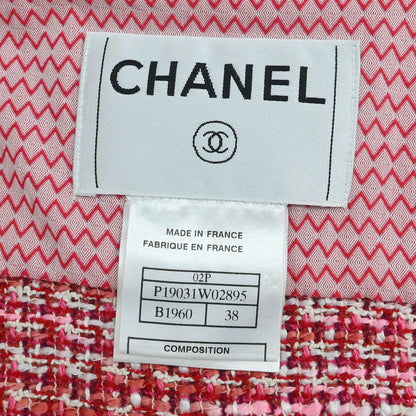 Chanel 2002 Single Breasted Tweed Jacket Pink #38