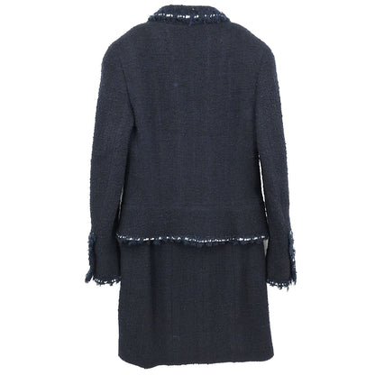 Chanel 1994 Setup Suit Jacket Skirt Dark Navy #40