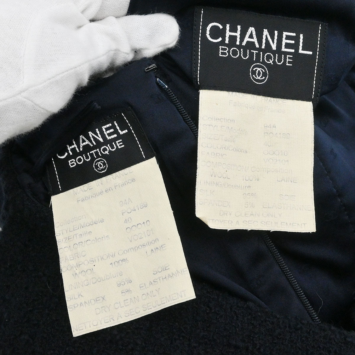 Chanel 1994 Setup Suit Jacket Skirt Dark Navy #40