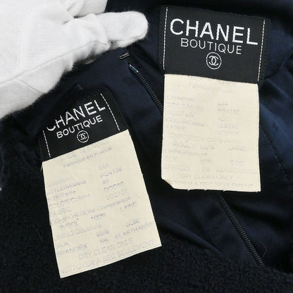 Chanel 1994 Setup Suit Jacket Skirt Dark Navy #40