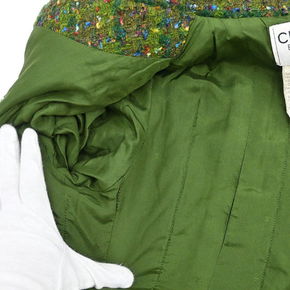 Chanel 1990 Setup Suit Jacket Skirt Tweed Green  #36