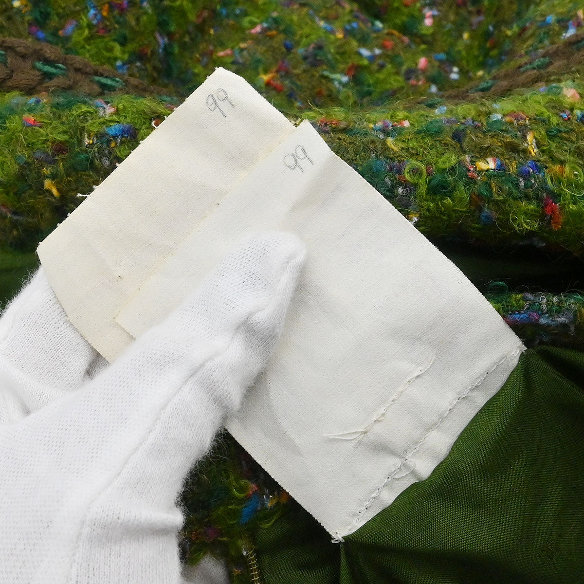 Chanel 1990 Setup Suit Jacket Skirt Tweed Green  #36