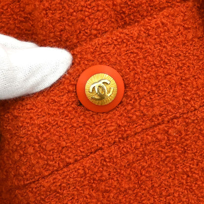 Chanel Single Breasted Collarless Coat Vermilion Red #38