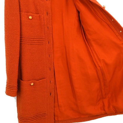 Chanel Single Breasted Collarless Coat Vermilion Red #38