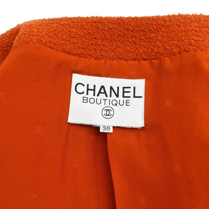 Chanel Single Breasted Collarless Coat Vermilion Red #38