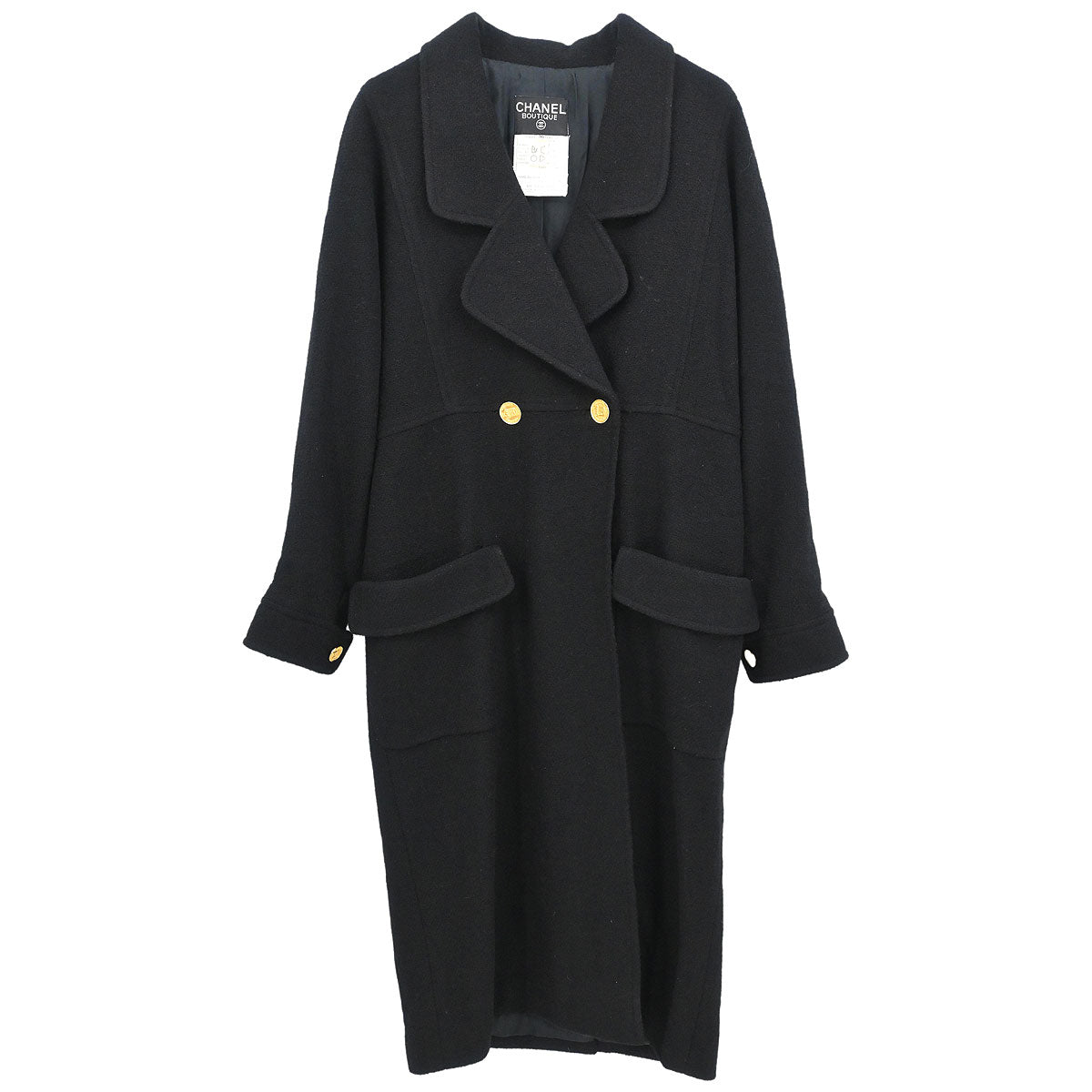 Chanel 2001 Double Breasted Long Jacket Black #38