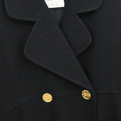 Chanel 2001 Double Breasted Long Jacket Black #38