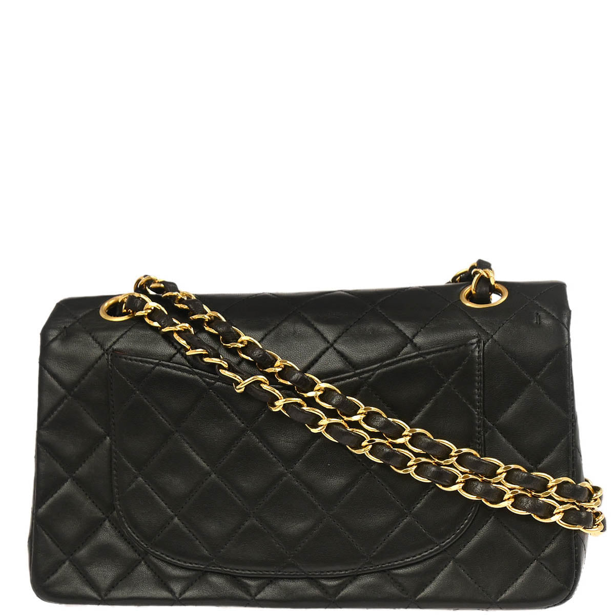 Chanel 1996-1997 Black Lambskin Small Classic Double Flap Shoulder Bag