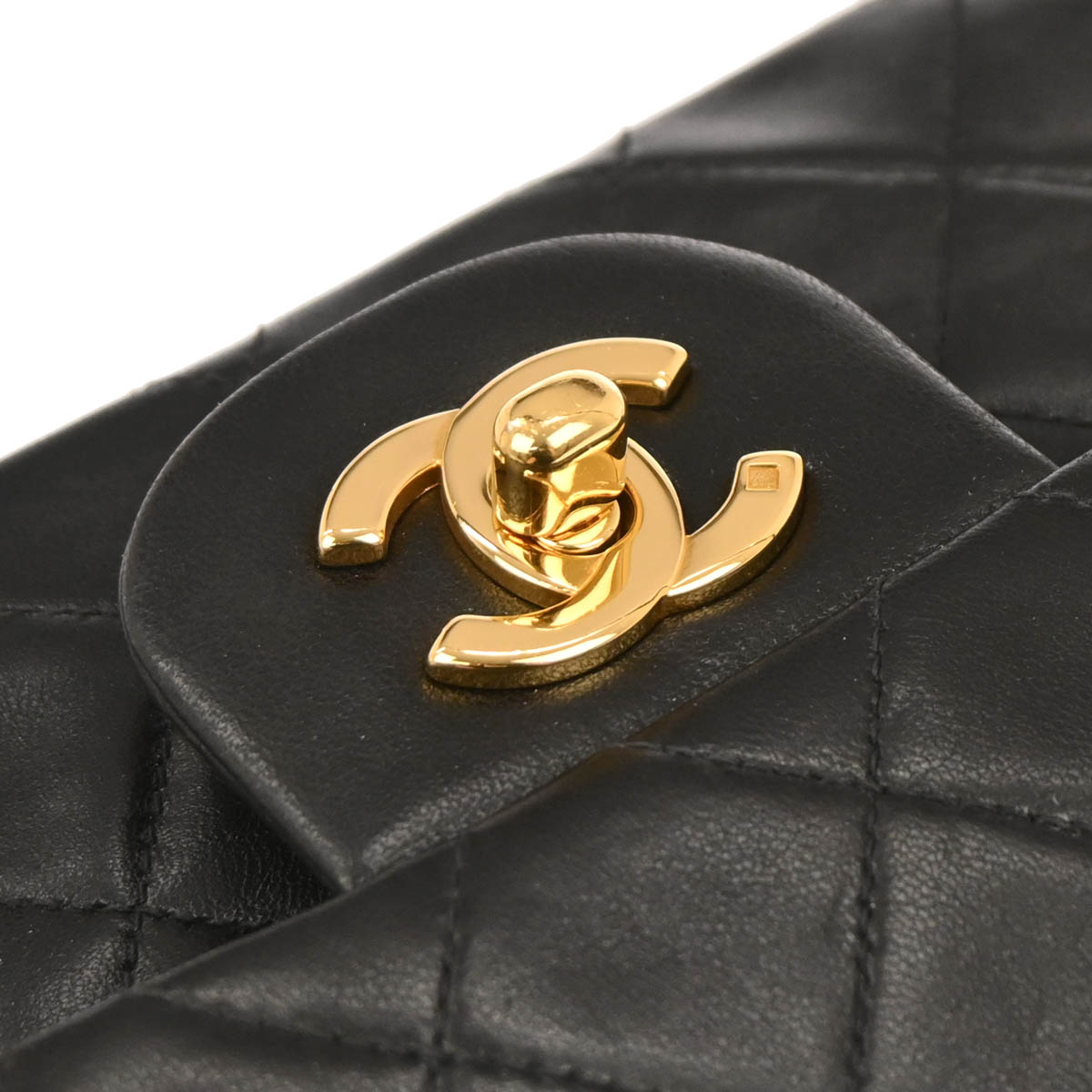 Chanel 1996-1997 Black Lambskin Small Classic Double Flap Shoulder Bag