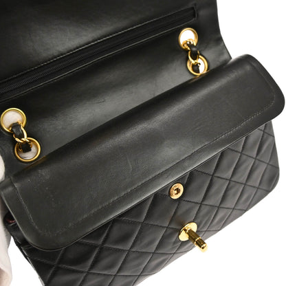 Chanel 1996-1997 Black Lambskin Small Classic Double Flap Shoulder Bag