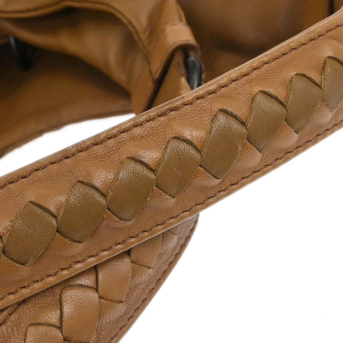 Bottega Veneta Brown Lambskin Intrecciato Handbag