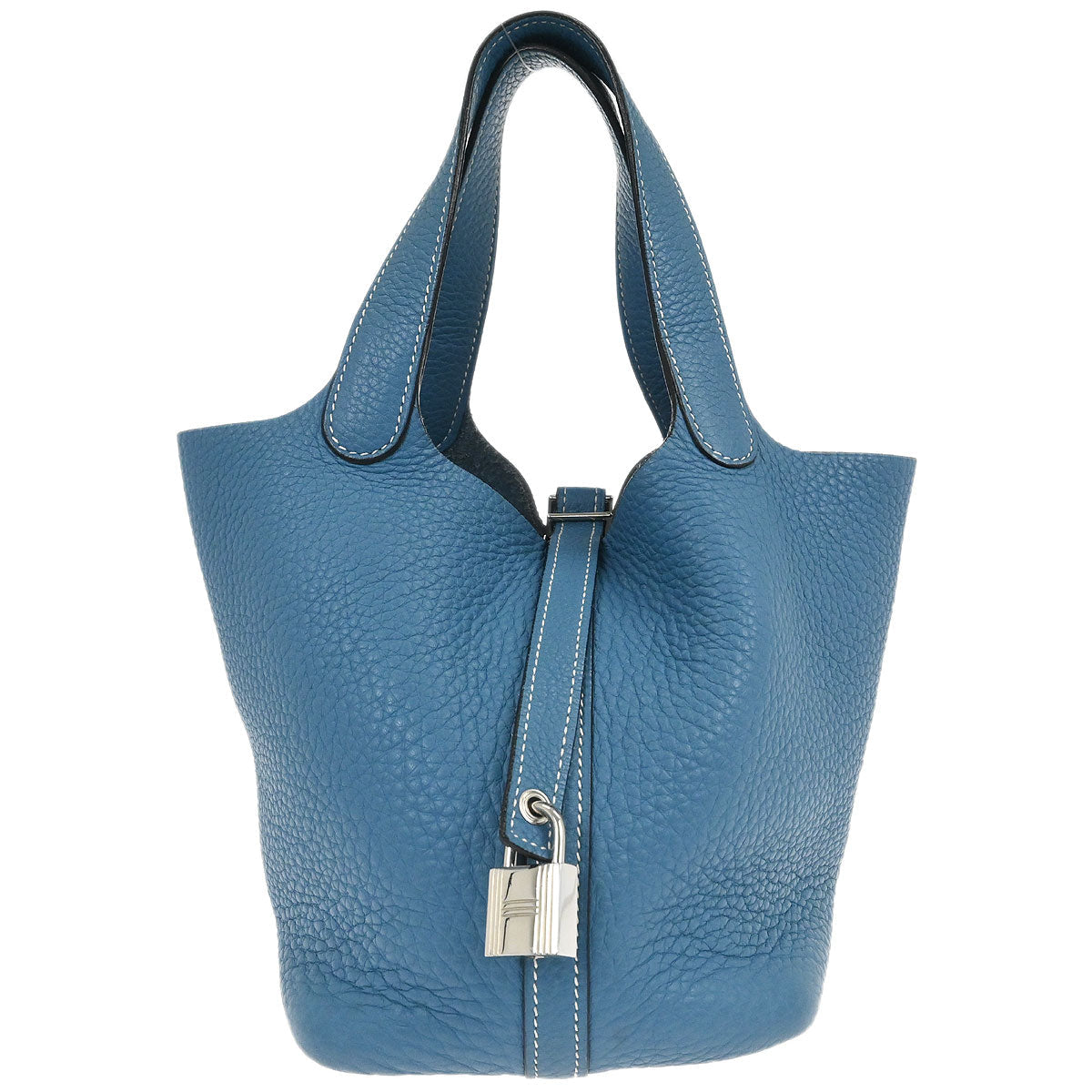 Hermes Blue Jean Taurillon Clemence Picotin Lock 18 PM Handbag