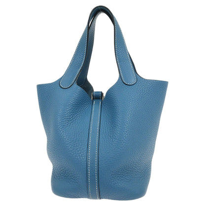 Hermes Blue Jean Taurillon Clemence Picotin Lock 18 PM Handbag
