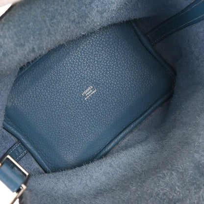 Hermes Blue Jean Taurillon Clemence Picotin Lock 18 PM Handbag