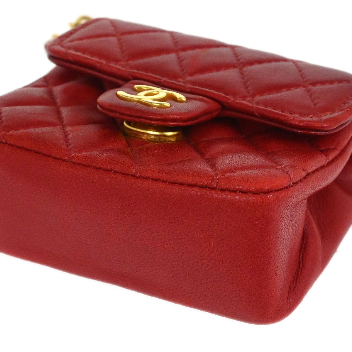 Chanel Red Lambskin Classic Flap Micro Bum Belt Bag