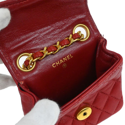Chanel Red Lambskin Classic Flap Micro Bum Belt Bag