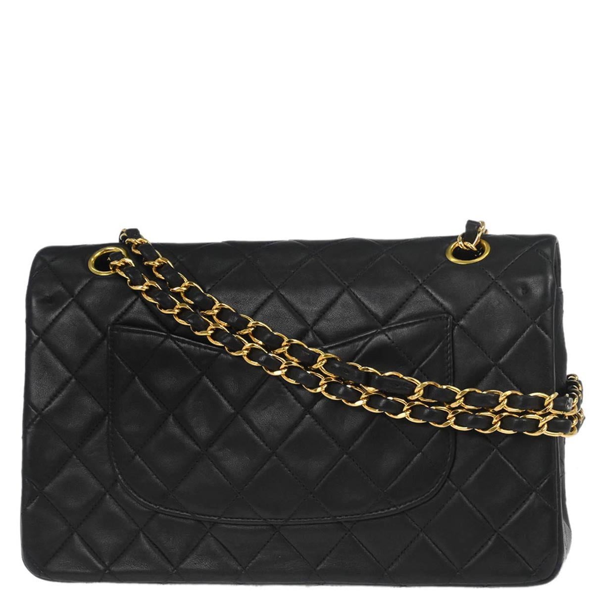 Chanel 1997-1999 Black Lambskin Medium Classic Double Flap Shoulder Bag